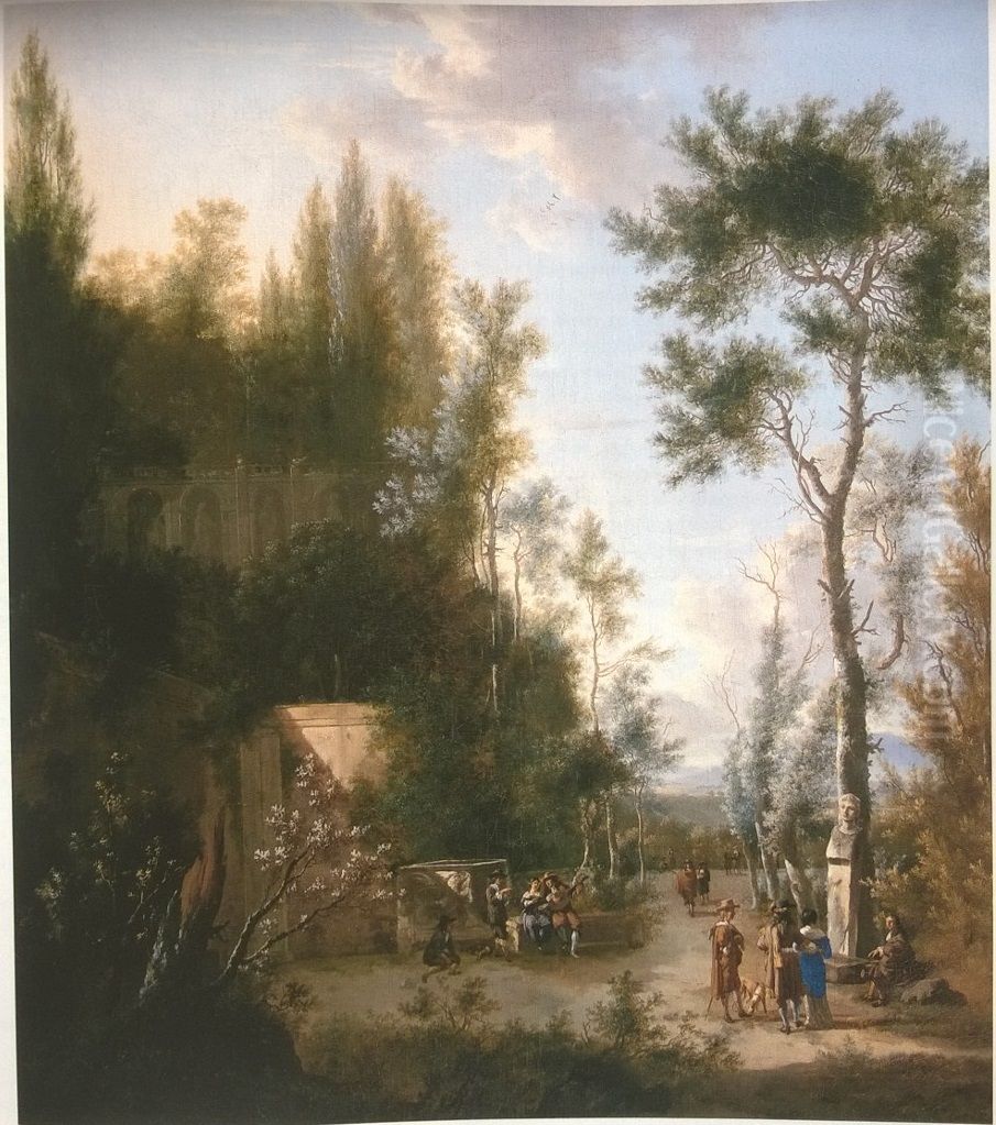 Parkachtig landschap met elegant gezelschap Oil Painting by Frederik de Moucheron
