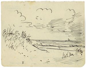 zeezicht met duin, strand en bootje