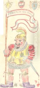 Karikatuur van Lodewijk van Boeckel als ridder