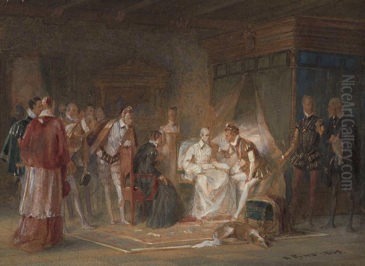 The Visit of Charles IX to the Dying Coligny Oil Painting by Carl Huns