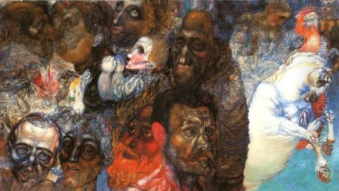 Heads Oil Painting by Pavel Filonov
