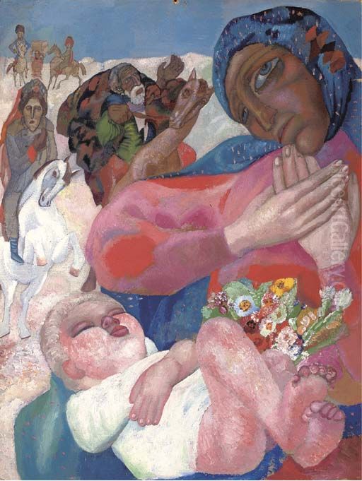 The Adoration of the Magi Oil Painting by Pavel Filonov
