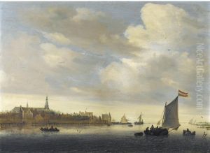 River landscape with a view of Weesp