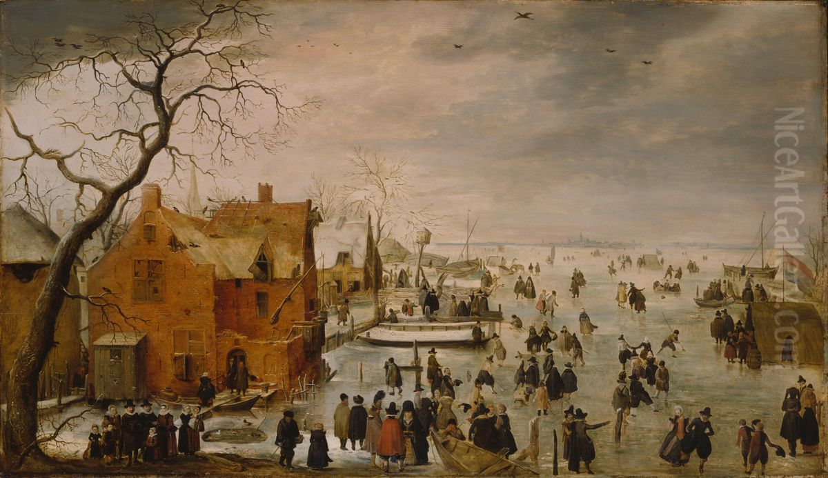 Ijs landschap / IJsvermaak Oil Painting by Hendrick Avercamp