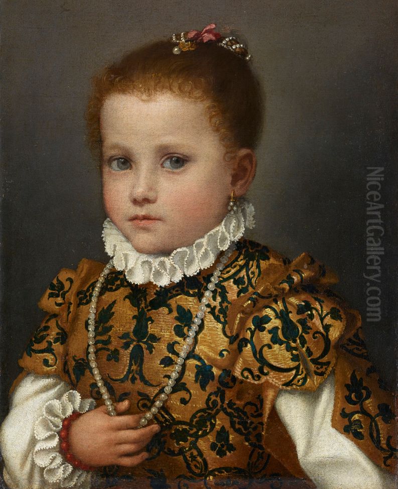 Portrait of a child of the House of Redetti Oil Painting by Giovanni Battista Moroni