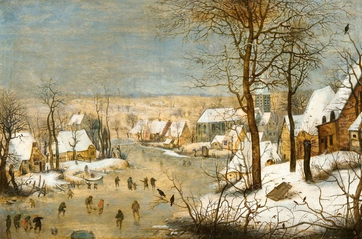 Winter Landscape with Bird Trap Oil Painting by Pieter Brueghel the Younger