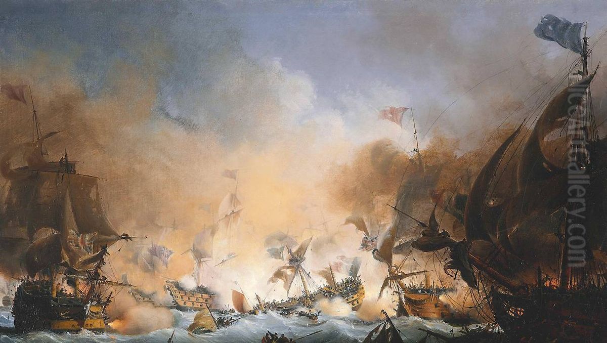 Third battle of Ushant by Garneray Oil Painting by Ambroise-Louis Garneray