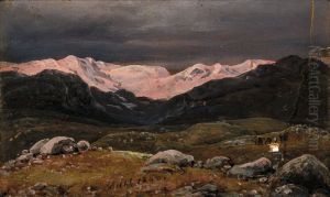 Mountains on Hardangervidda at Sunset