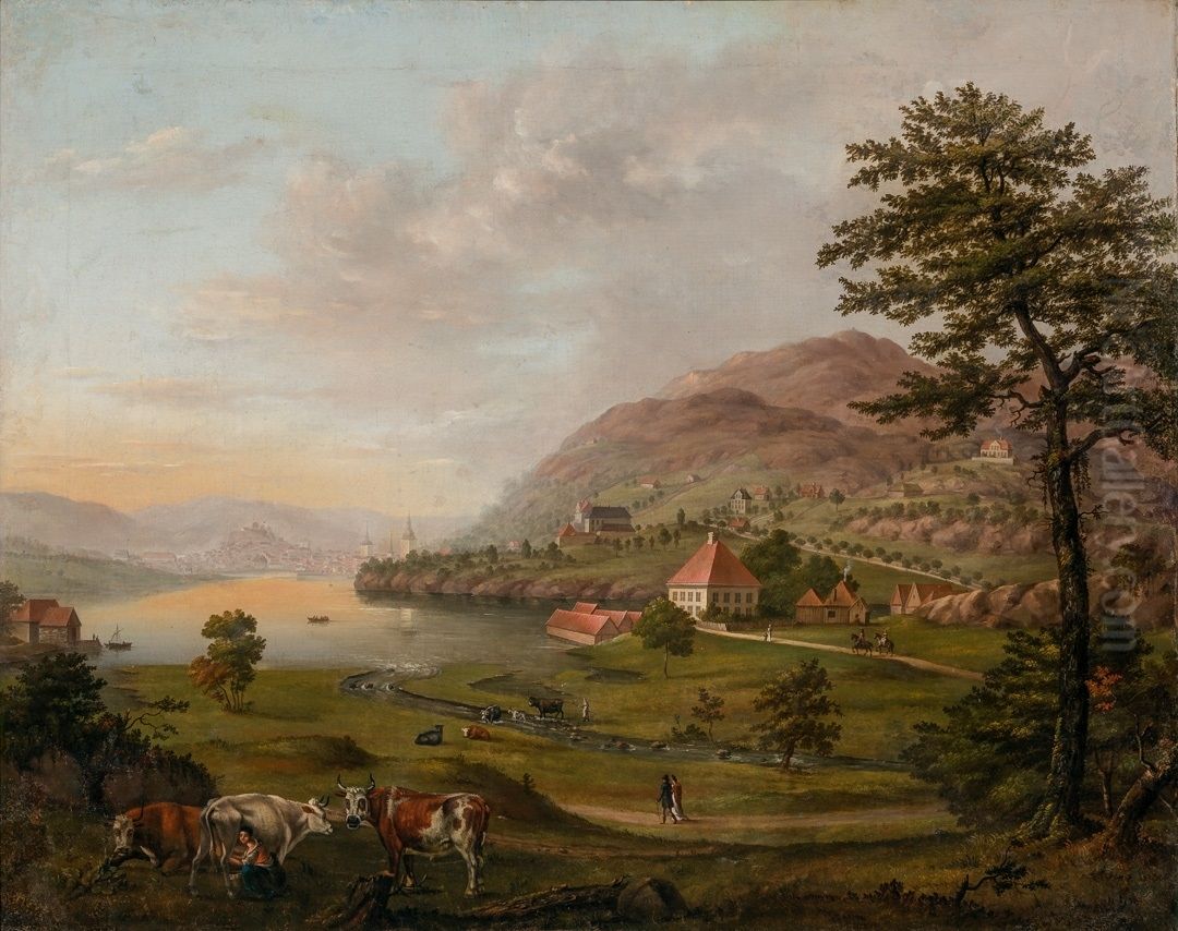 Bergen seen from Mollendahl Oil Painting by Johan Wilhelm Ludwig Dahl