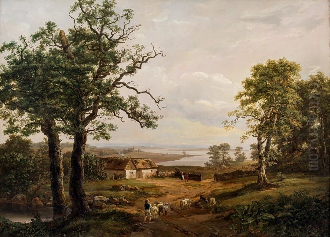 View at Kallehauge, near Vordingborg Oil Painting by Johan Wilhelm Ludwig Dahl