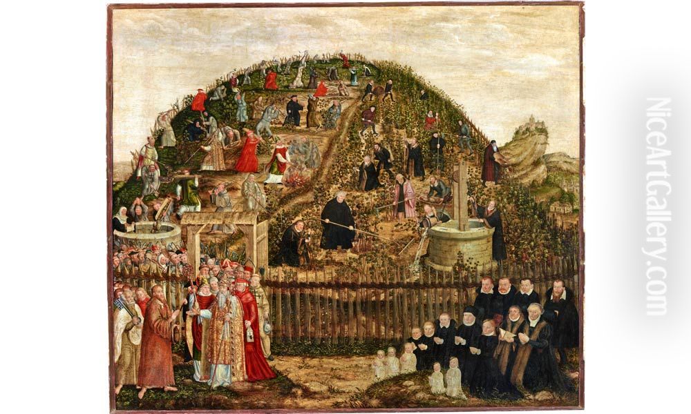 Epitaph fur Paul Eber und seine Familie: Die Arbeiter im Weinberg des Herrn Oil Painting by Lucas The Younger Cranach