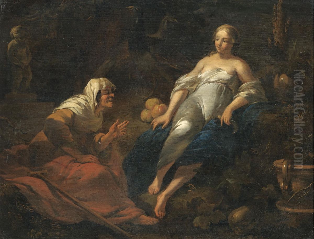 Vertumnus en Pomona (Ovidius, Metamorphosen XIV, 622) Oil Painting by Nicolaes Pieterszoon Berchem