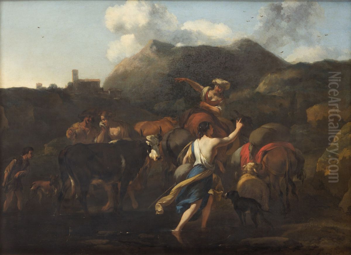 Hirten und Herde Oil Painting by Nicolaes Pieterszoon Berchem