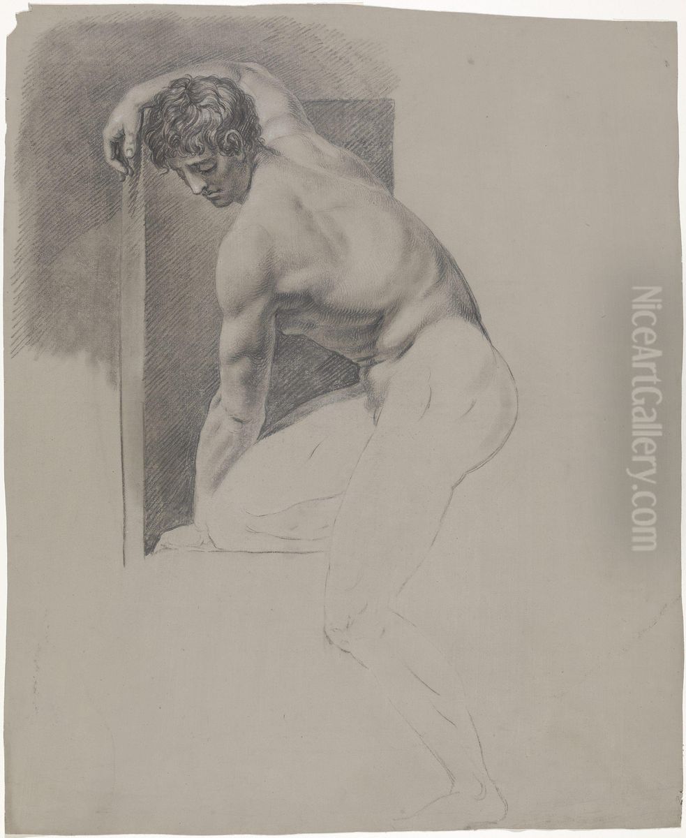 Mannsakt, lent mot en skjerm Oil Painting by Johan Wilhelm Ludwig Dahl
