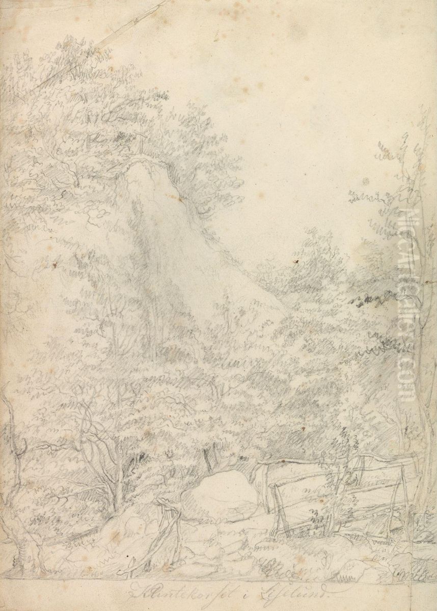 Klintekorset i Liselund Oil Painting by Johan Wilhelm Ludwig Dahl