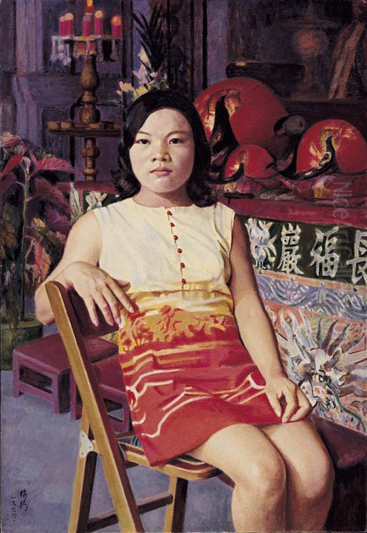 Buddhism Lady Oil Painting by Li Mei-shu