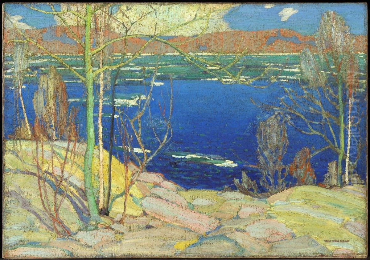 Spring Ice Oil Painting by Tom Thomson