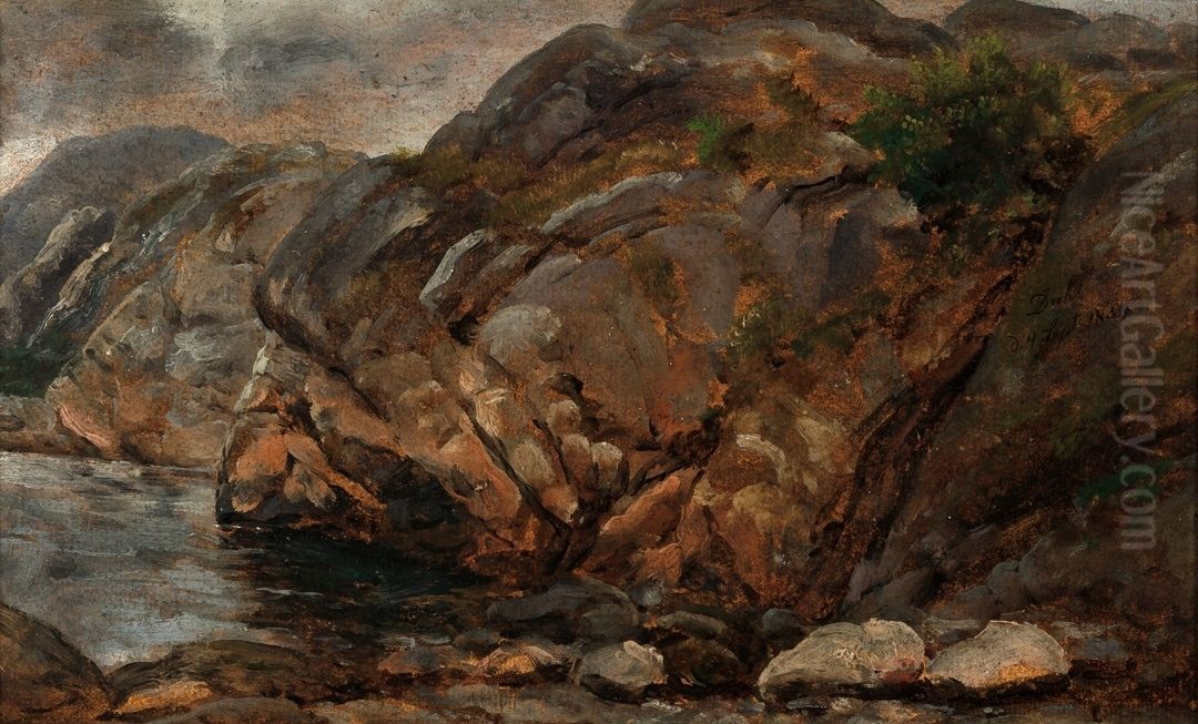 Rocky Coast near Bergen Oil Painting by Johan Wilhelm Ludwig Dahl