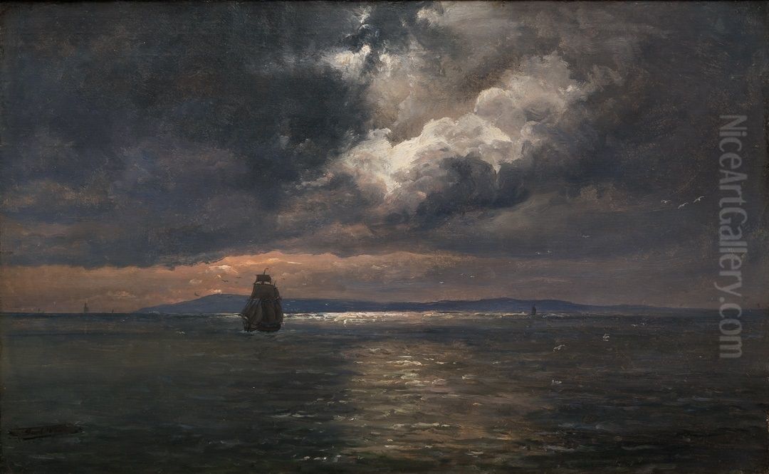 Fiord at Sunset Oil Painting by Johan Wilhelm Ludwig Dahl