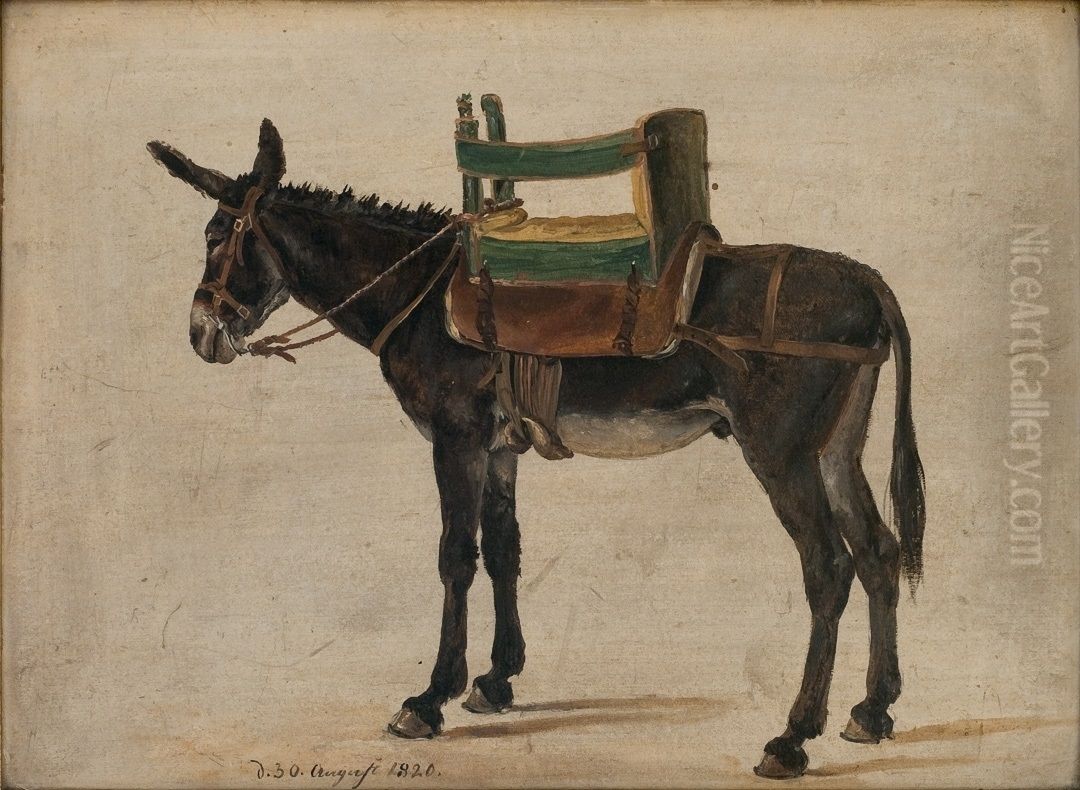 Donkey with a Chair-saddle Oil Painting by Johan Wilhelm Ludwig Dahl