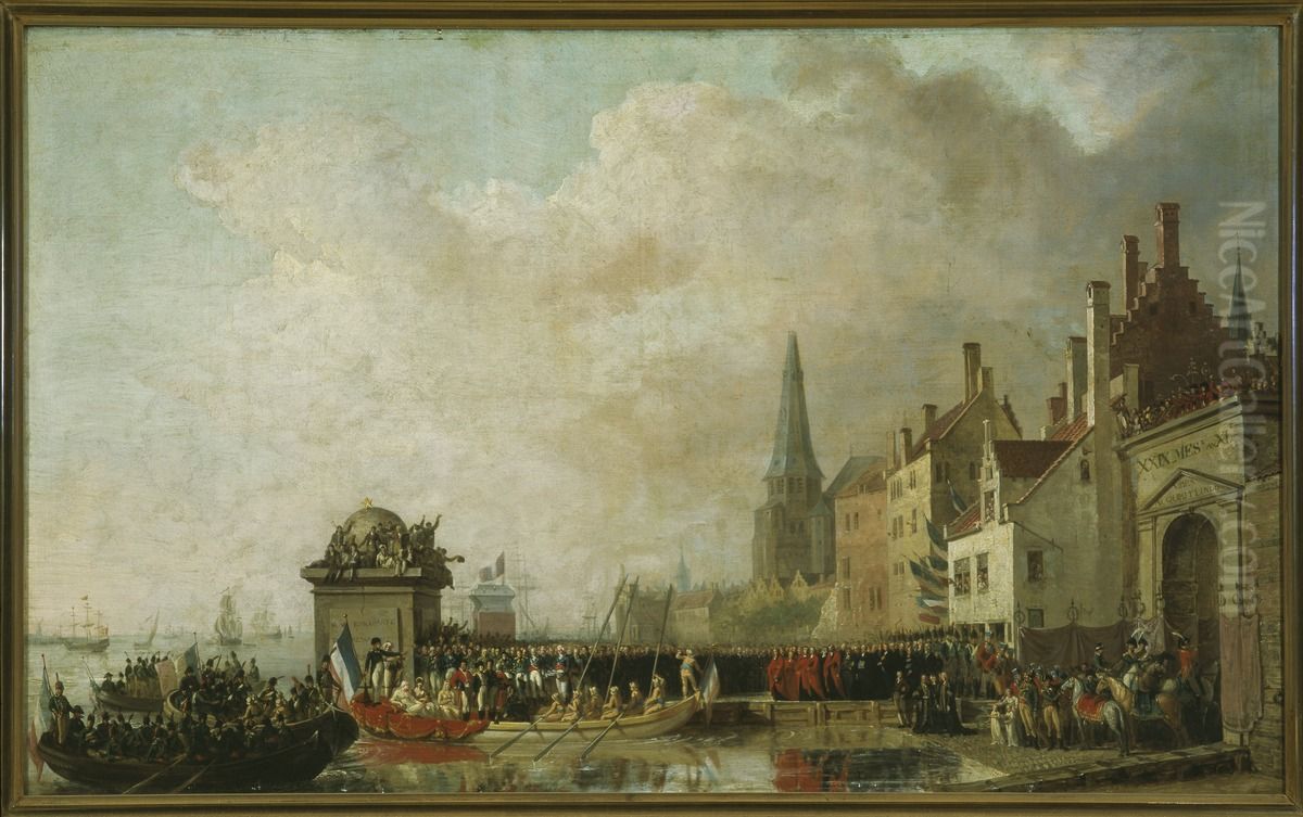 Studie voor het schilderij 'Intrede van de 1ste consul Napoleon te Antwerpen in 1803' Oil Painting by Mattheus Ignatius van Bree
