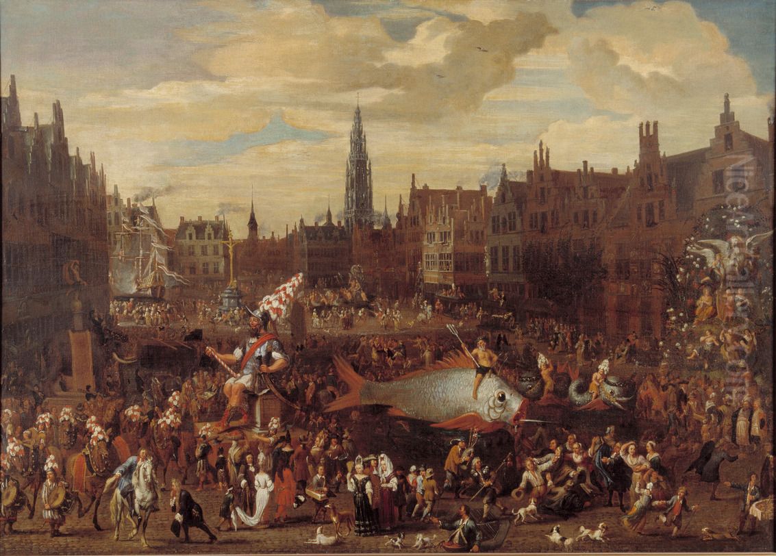 The Ommegang in Antwerp at the Meir - Procession on the Meir Oil Painting by Alexander van Bredael