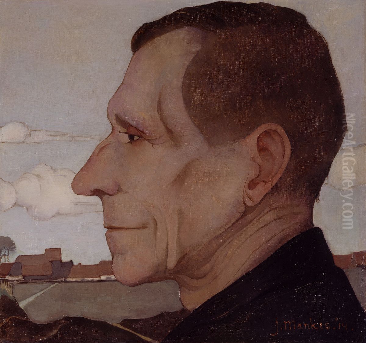 Portrait of Beint Mankes (1850-1916) Oil Painting by Jan Mankes