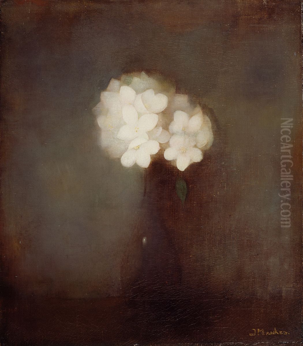 Vaas met jasmijn Oil Painting by Jan Mankes
