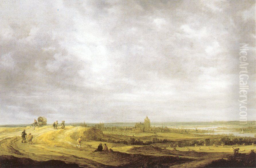 Rivierlandschap met gezicht op Arnhem Oil Painting by Jan van Goyen