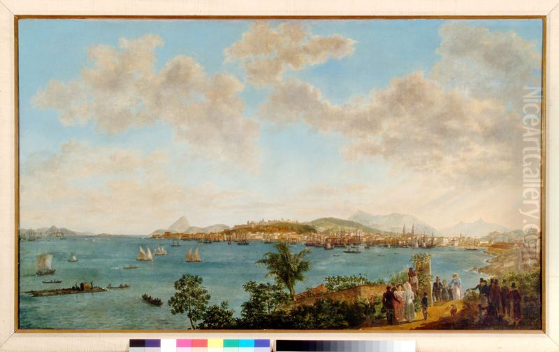 Vista da cidade do Rio de Janeiro tomada da Ilha das Cobras Oil Painting by unknown