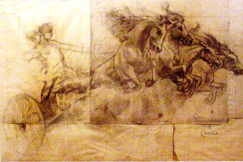 Decoracao para o Palacio da Liberdade - Carro de Apolo (Estudo) Oil Painting by unknown