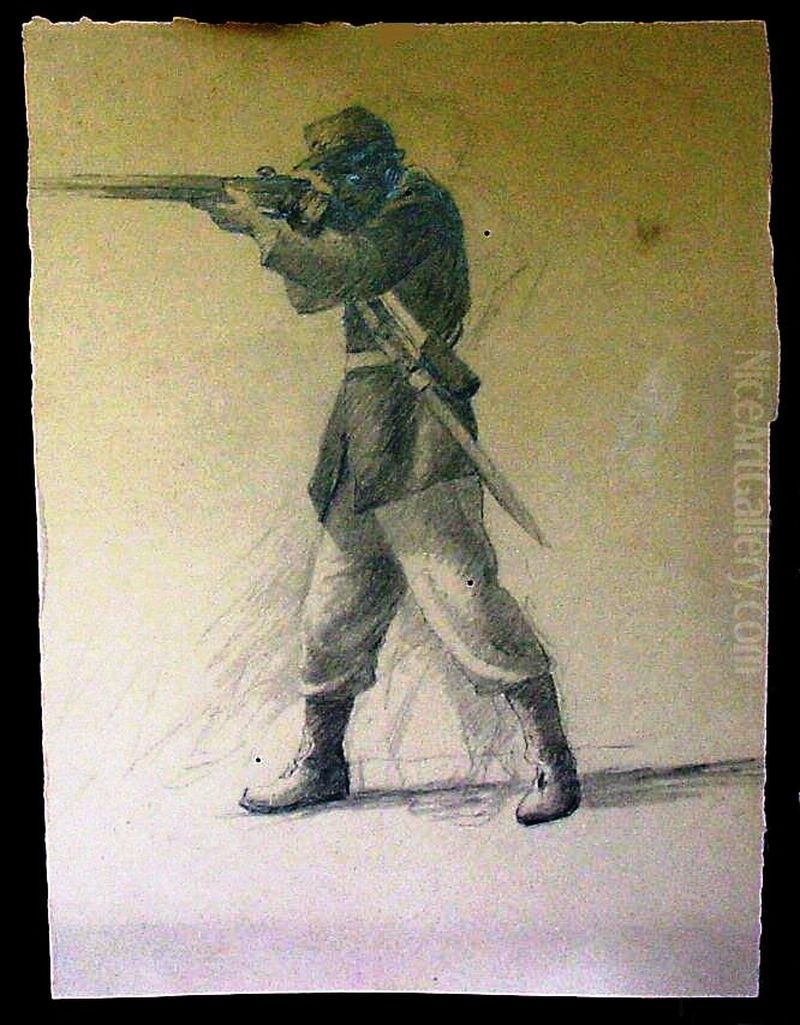 Conquista de Dourados - Soldado Atirando (Estudo) Oil Painting by unknown