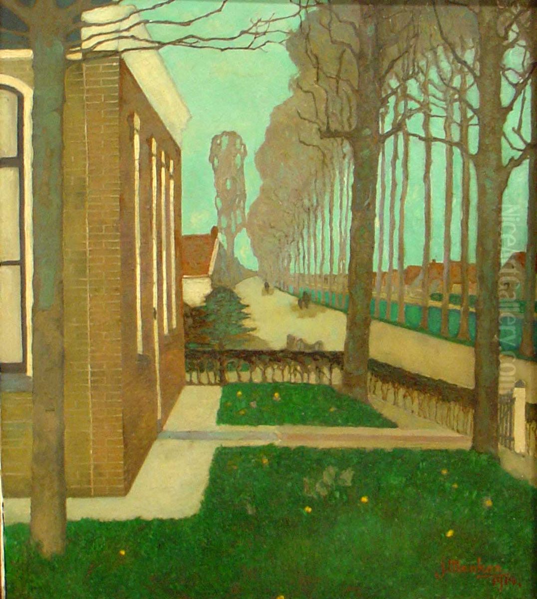 Weg langs de vaart in de Knijpe Oil Painting by Jan Mankes