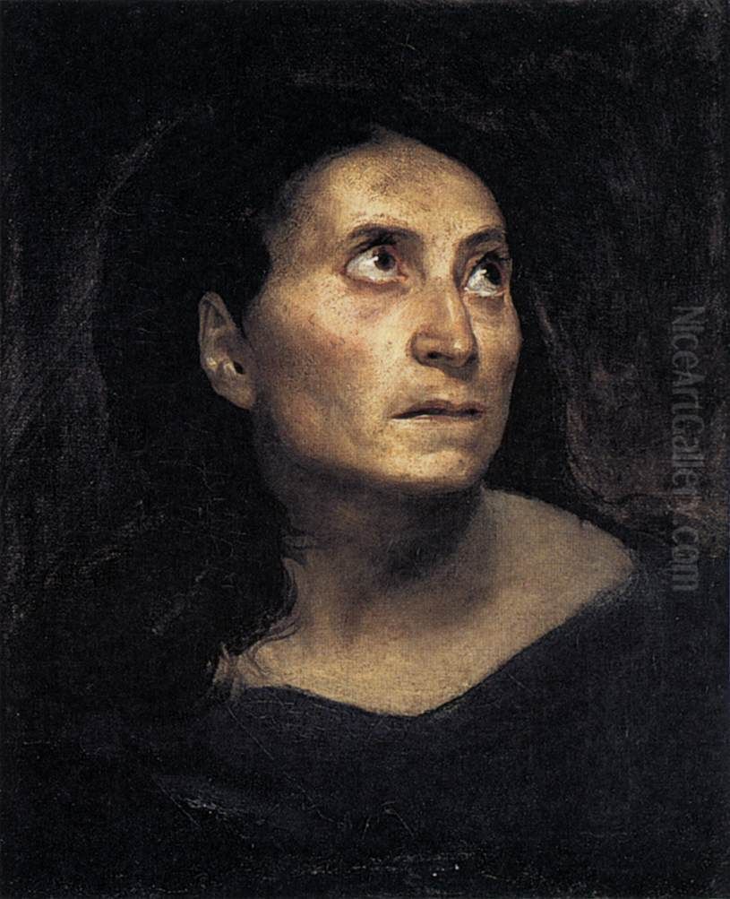 Head of a Woman Oil Painting by Eugene Delacroix