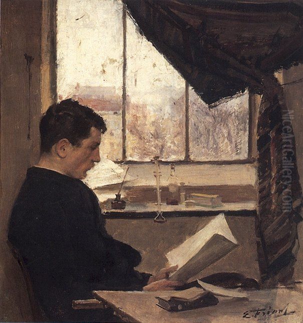 Avtoportret Oil Painting by Friant Emile