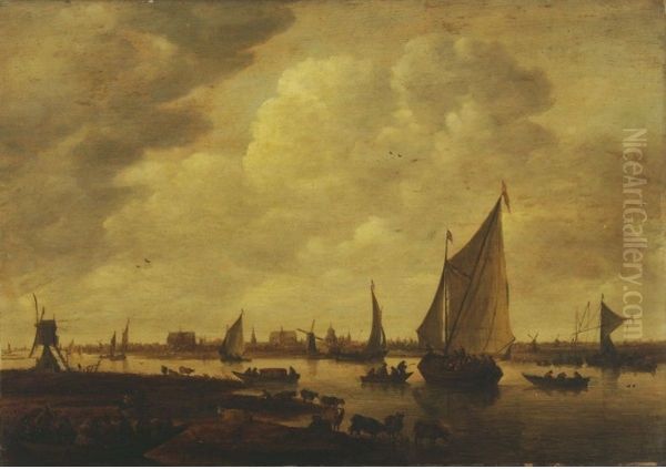 Ansicht der Stadt Leiden Oil Painting by Jan van Goyen