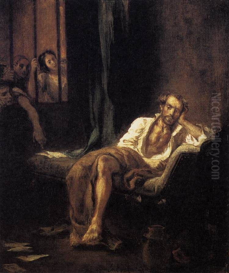 Tasso a l'hopital de St Anne Ferrara Oil Painting by Eugene Delacroix