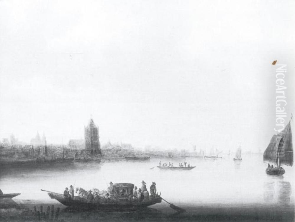 Flodstrand nara Dordrecht Oil Painting by Jan van Goyen