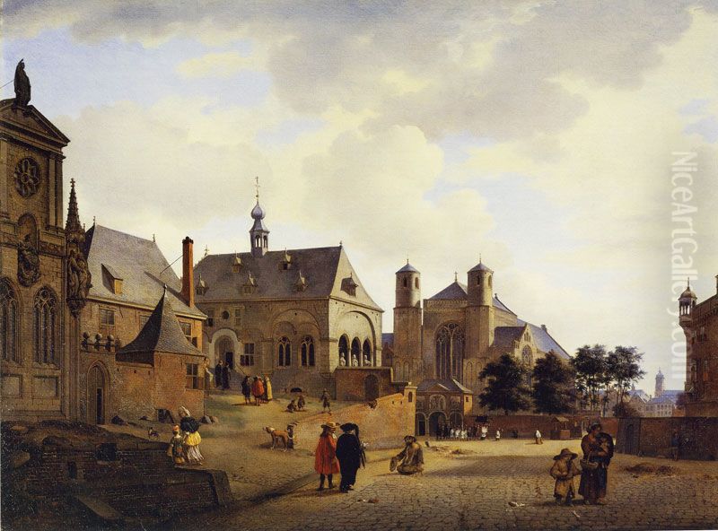 Fantasy cityscape with motifs from Cologne Oil Painting by Jan Van Der Heyden