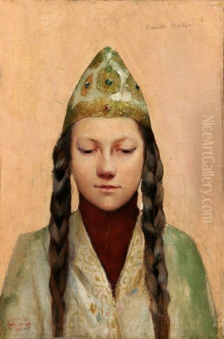Vierge byzantine Oil Painting by Camille Martin