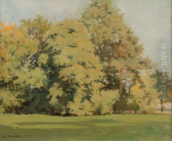 Grands arbres dans un parc Oil Painting by Camille Martin