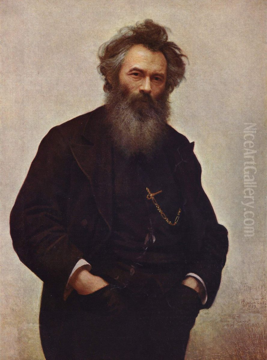<<Portret hudoznikaIvana Ivanovica Siskina>> Oil Painting by Ivan Kramskoi