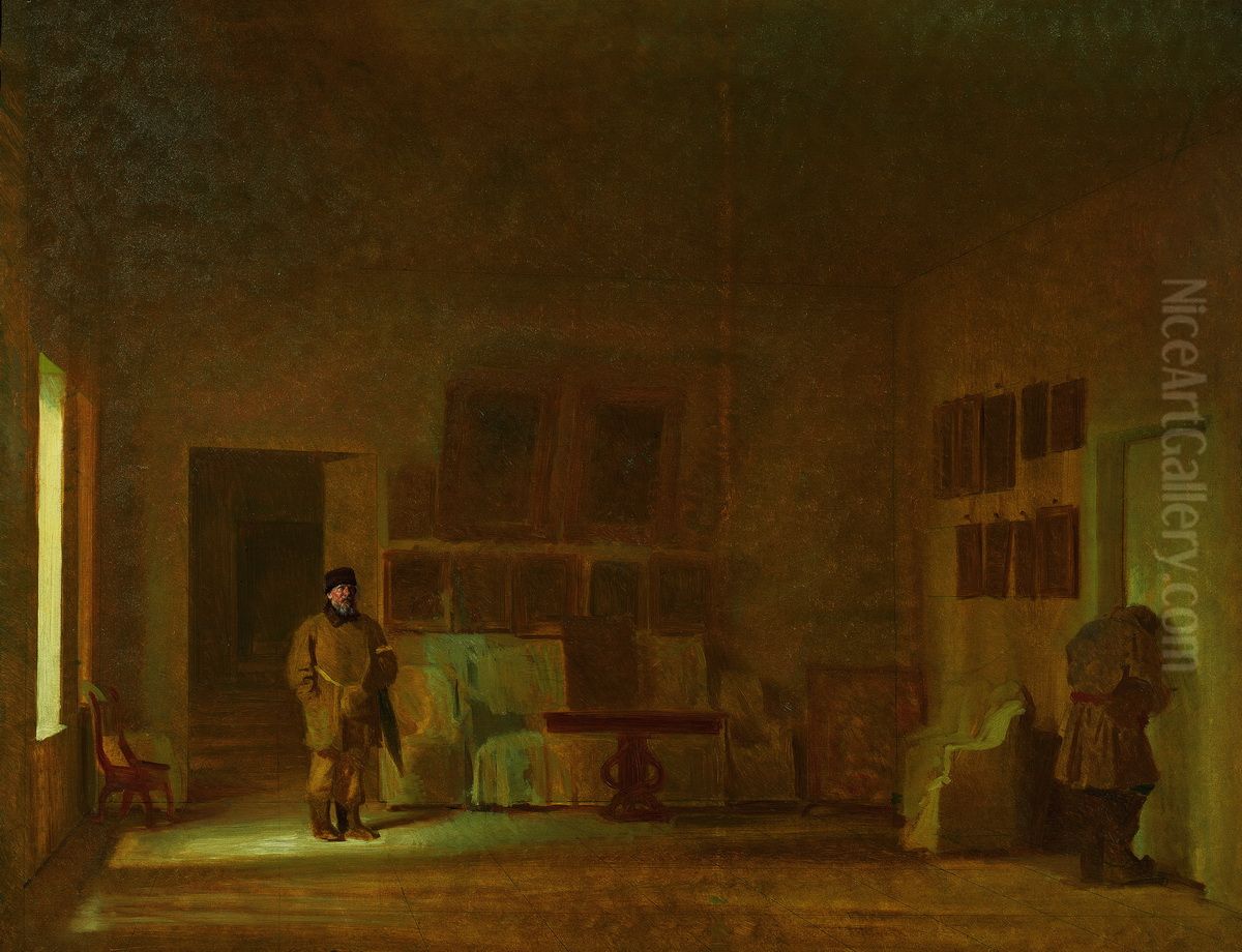 Looking Round the Old House Oil Painting by Ivan Kramskoi