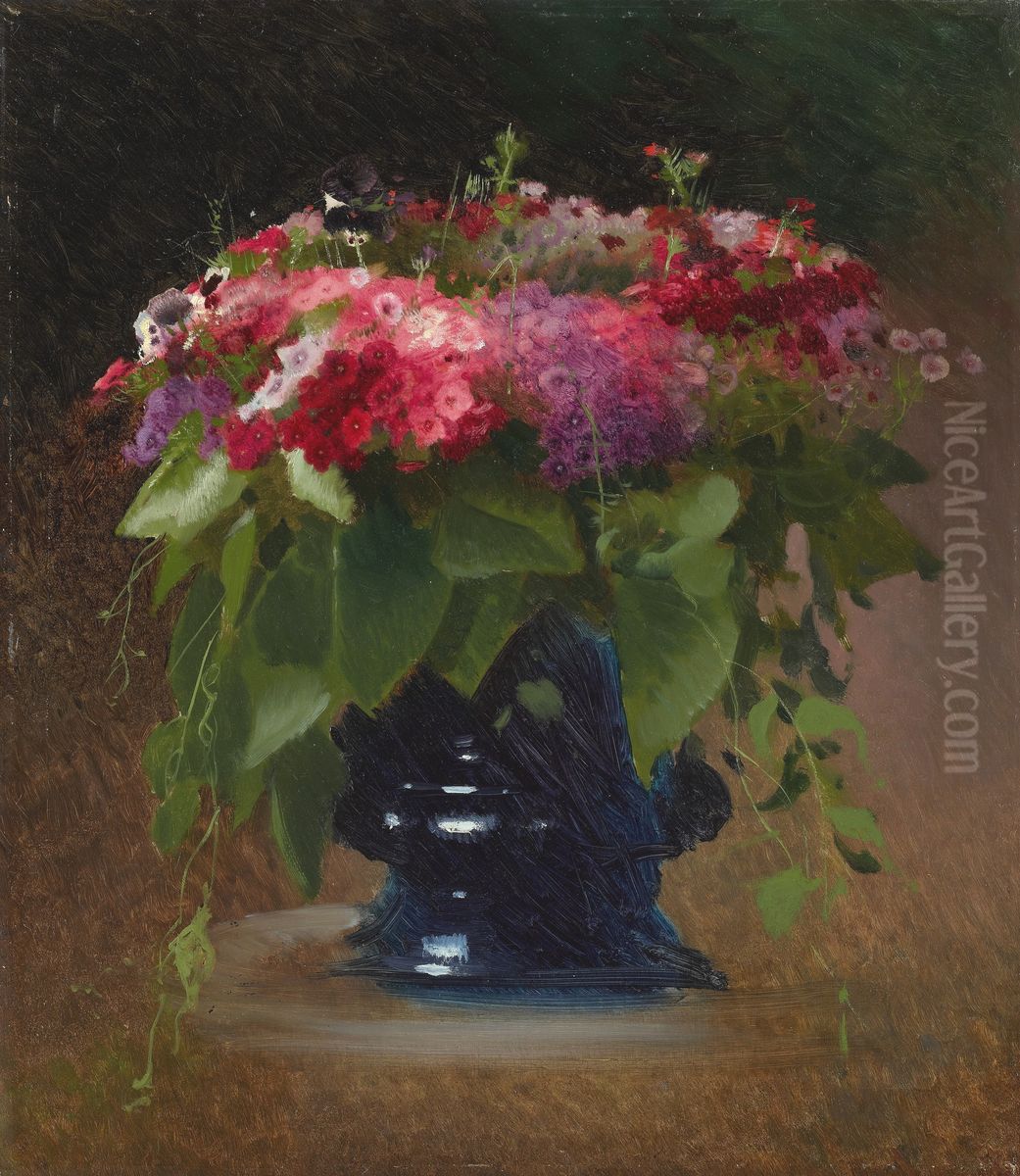 Bouquet of Flowers. Phlox Oil Painting by Ivan Kramskoi