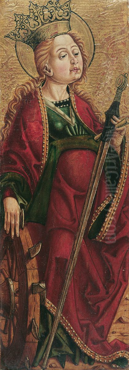 Hl. Katherina (Innenseite) und Hl. Stephanus? (Aussenseite) Oil Painting by Friedrich Pacher