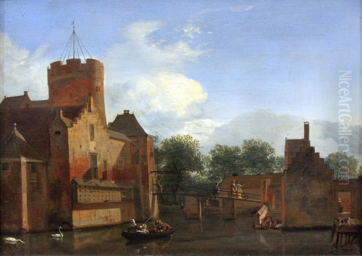 Schloss Loenersloot in Holland Oil Painting by Jan Van Der Heyden