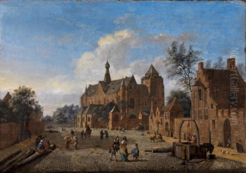 Der Kirchplatz von Veere in Zeeland Oil Painting by Jan Van Der Heyden