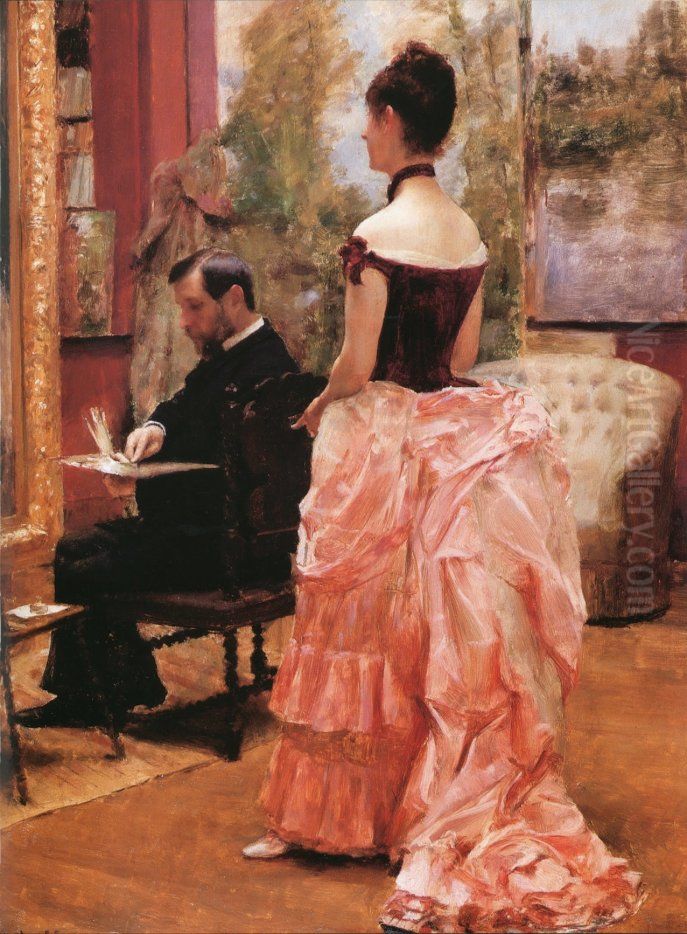 The Study Oil Painting by Friant Emile