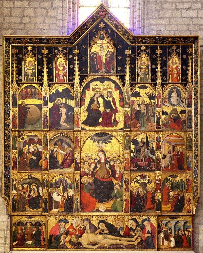 God the Holy Spirit Polyptych Oil Painting by Lluis Borrassa
