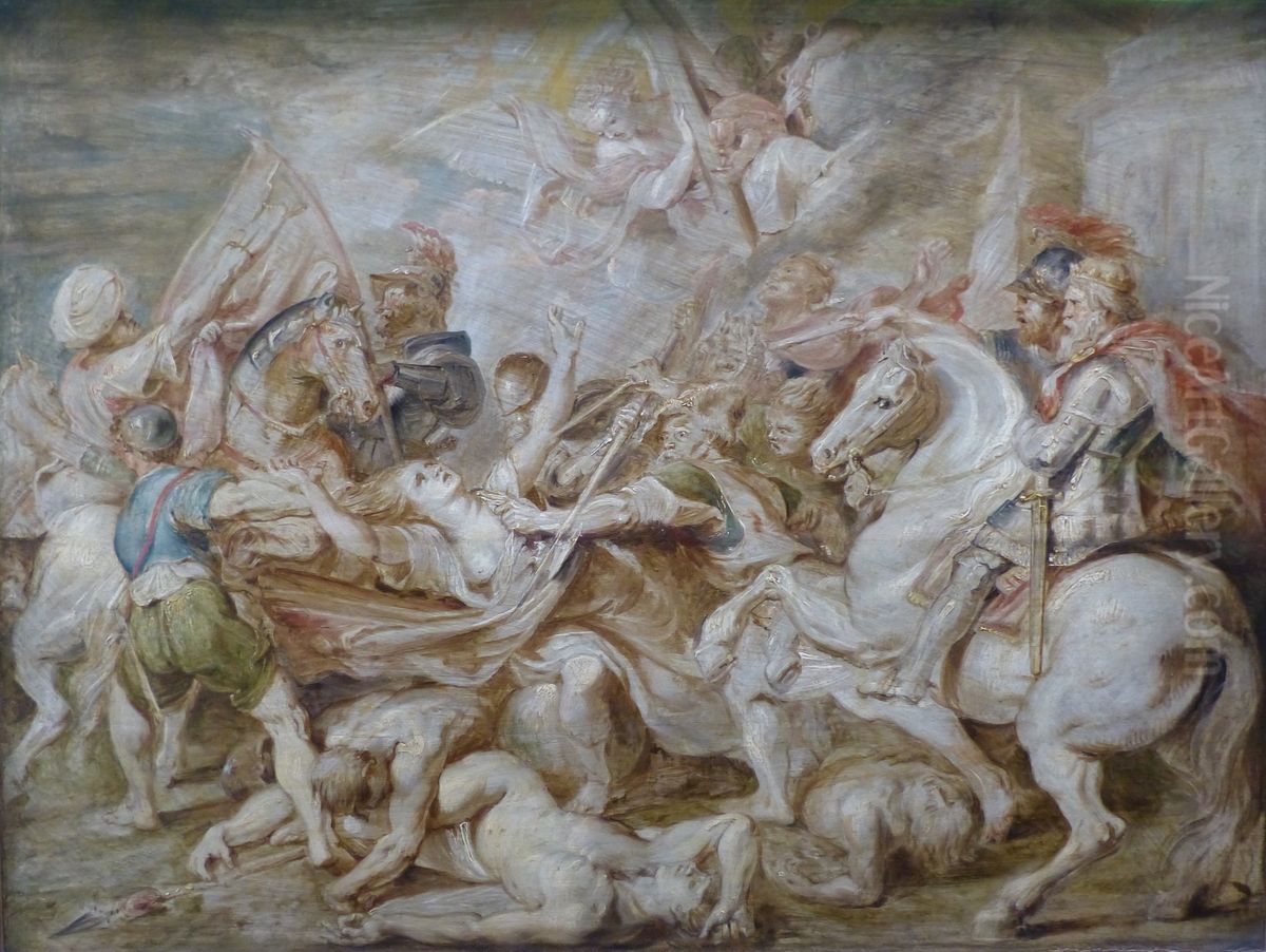 Allegorie de l'Autriche catholique attaquee par les protestants Oil Painting by (studio of) Rubens, Peter Paul